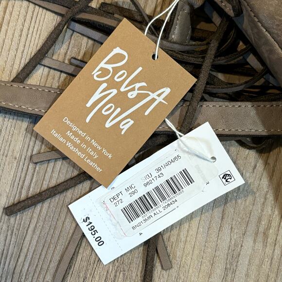 Bolsa Nova NWT Taupe Leather Fringe Crossbody Bag - Picture 10 of 11